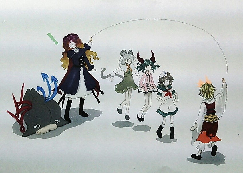 nazrin, hijiri byakuren, houjuu nue, toramaru shou, murasa minamitsu, and 1 more (touhou) drawn by shu_(loveeater)