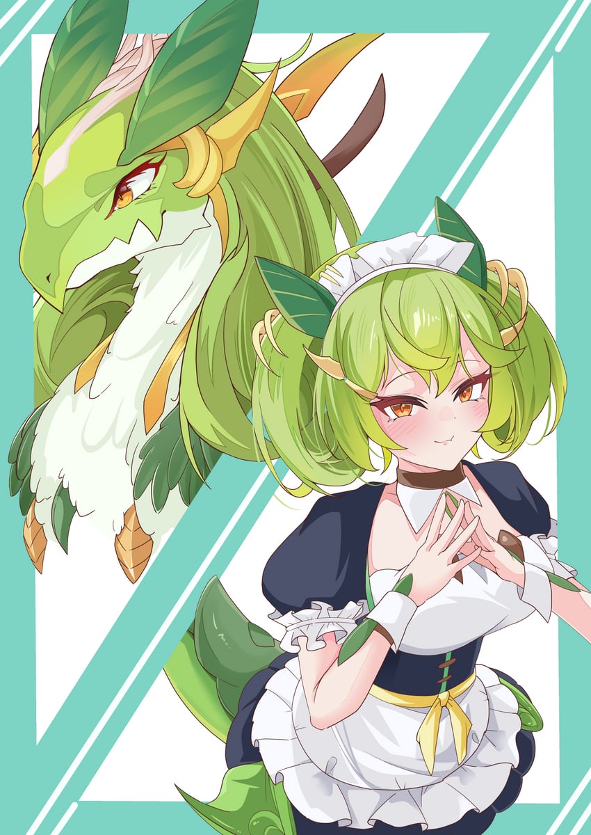 parlor dragonmaid and dragonmaid lorpar (yu-gi-oh!) drawn by mekoneko0478