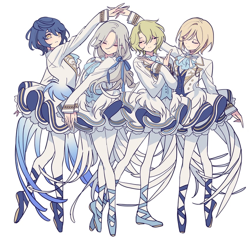 tenshouin eichi, ran nagisa, tomoe hiyori, and aoba tsumugi (ensemble stars!) drawn by meremero