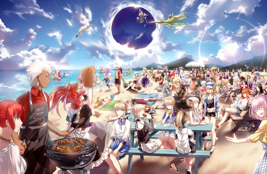 artoria pendragon, saber, mash kyrielight, fujimaru ritsuka, tamamo, and 136 more (fate and 1 more) drawn by grape_(grapedraws)