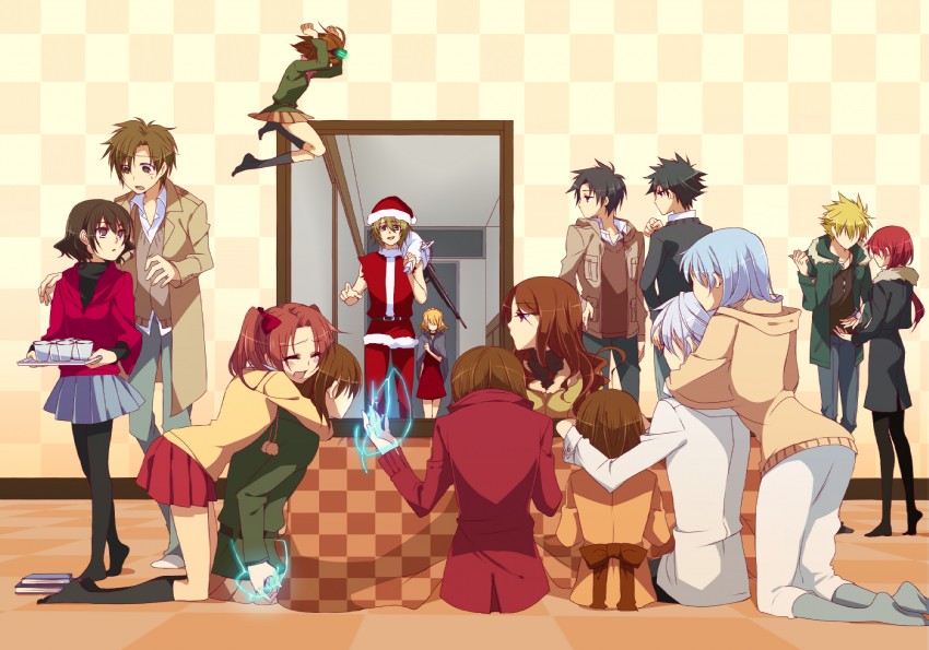 misaka mikoto, shirai kuroko, kamijou touma, accelerator, index, and 12 more (toaru majutsu no index and 1 more) drawn by ryuuki_(hydrangea)
