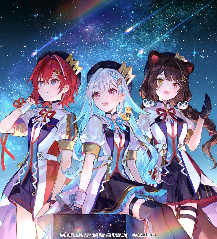 lize helesta, ange katrina, and inui toko (nijisanji) drawn by fuzichoco