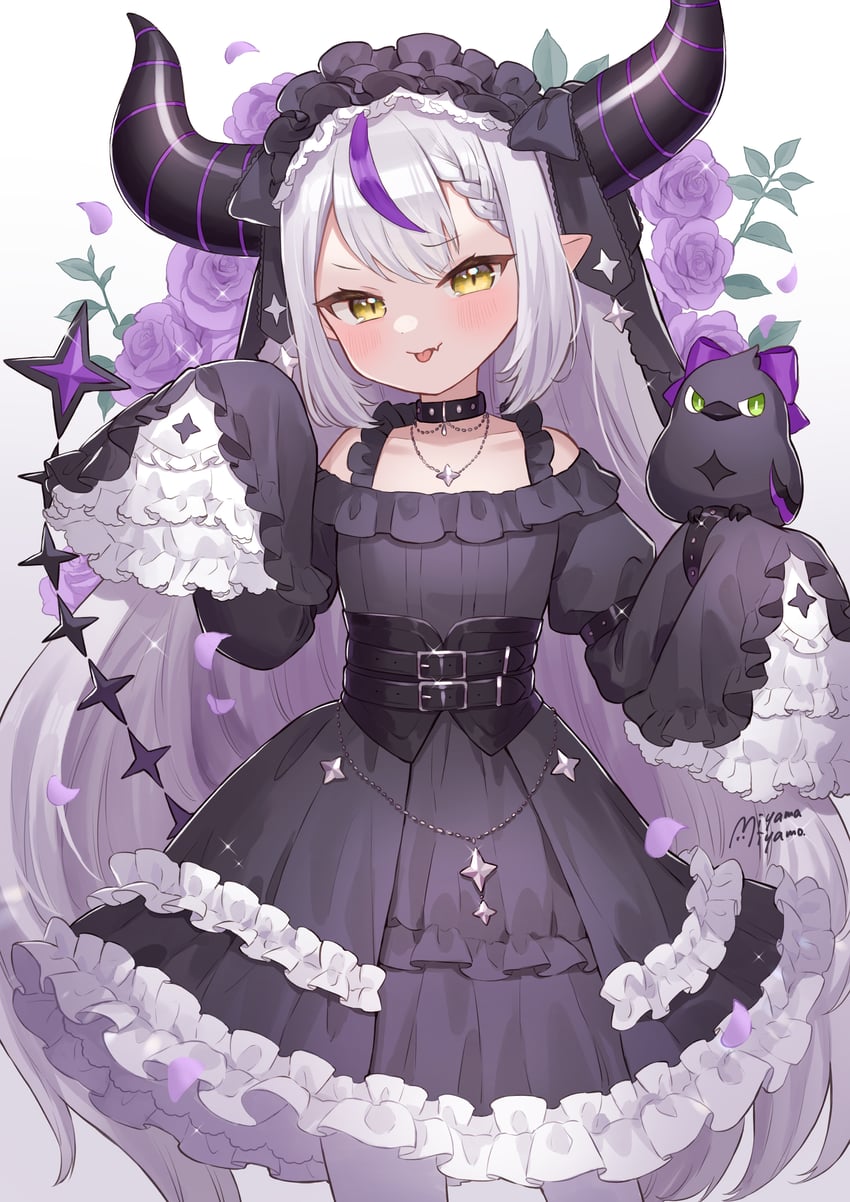 la+ darknesss and crow (hololive) drawn by miyamo_(fumifumi_no_ura)