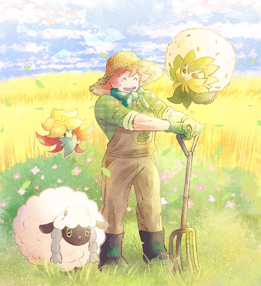 wooloo, milo, eldegoss, and gossifleur (pokemon and 1 more) drawn by sakota_(sakota_6box)