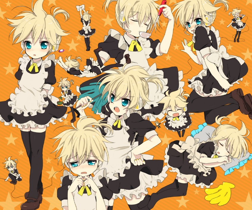kagamine rin and kagamine len (vocaloid) drawn by caterpillar_(artist)