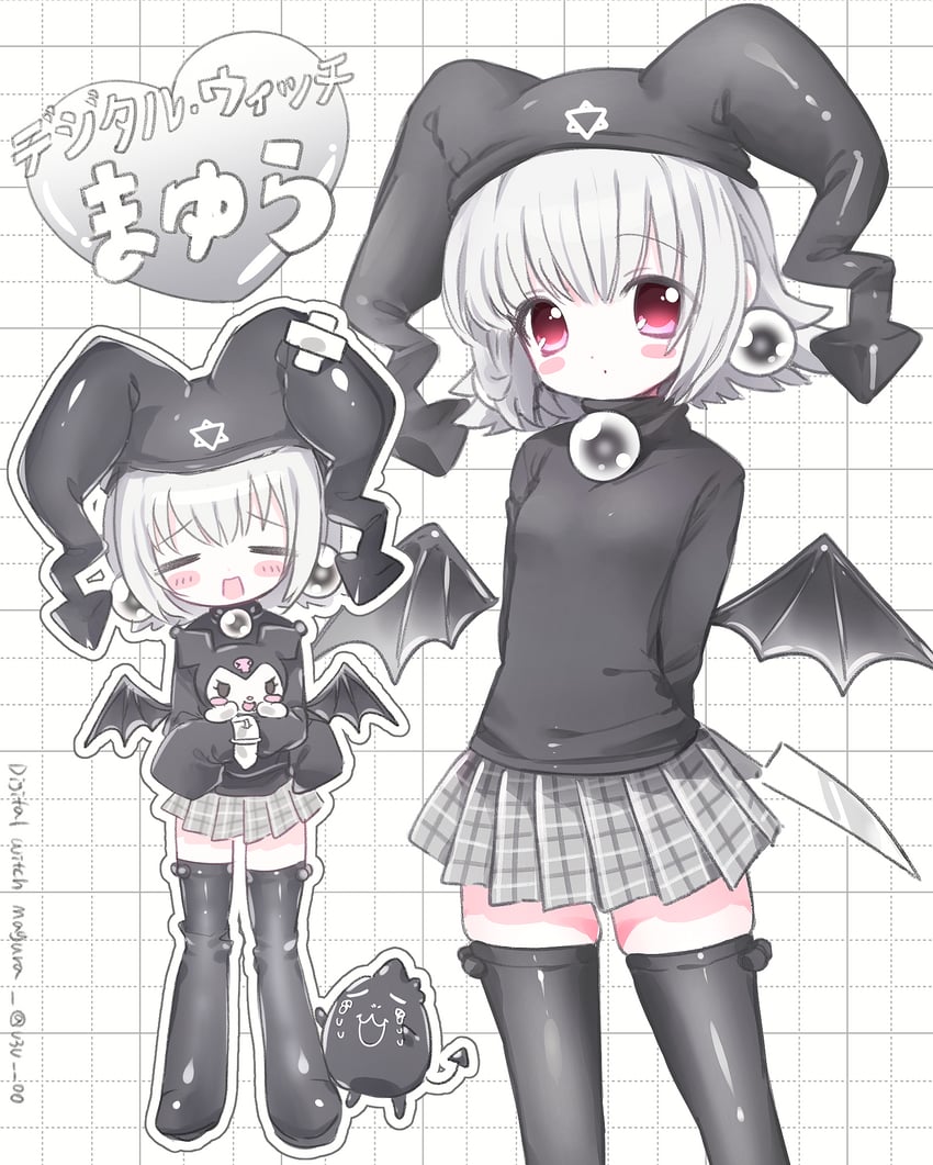 kuromi, mayura, and kuro unyuu (sanrio and 2 more) drawn by mipi_(u3u_00)
