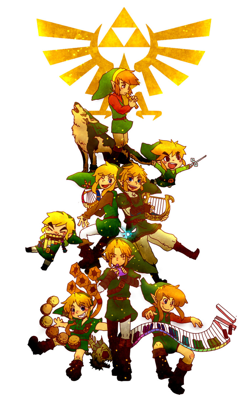 link, toon link, young link, and wolf link (the legend of zelda and 9 more) drawn by motimamire