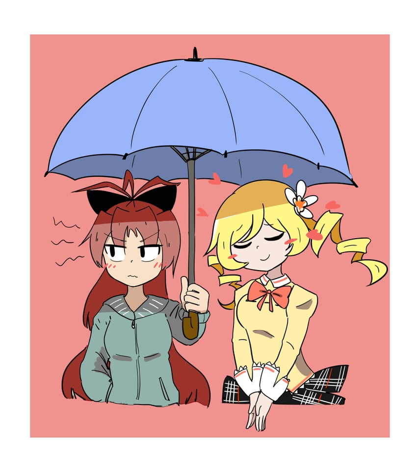 sakura kyoko and tomoe mami (mahou shoujo madoka magica) drawn by mimang_juun