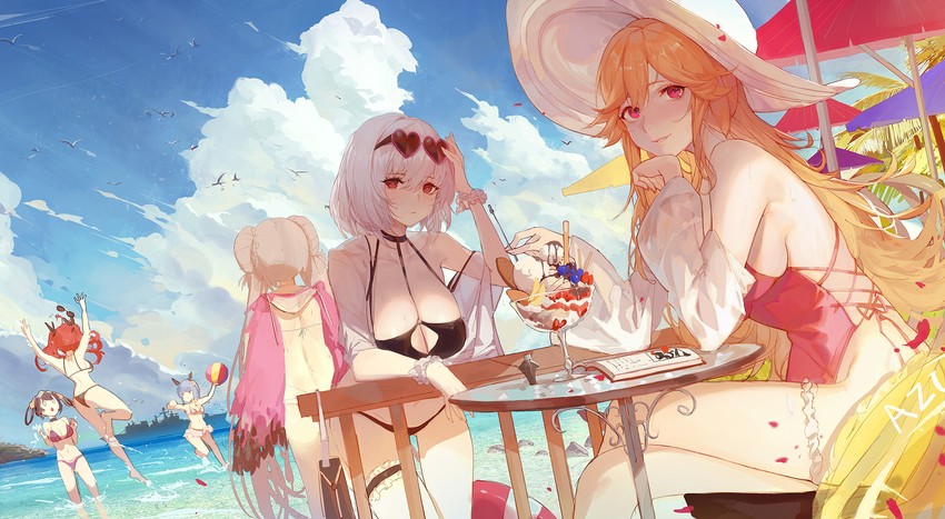 formidable, sirius, honolulu, ping hai, richelieu, and 1 more (azur lane) drawn by kuroduki