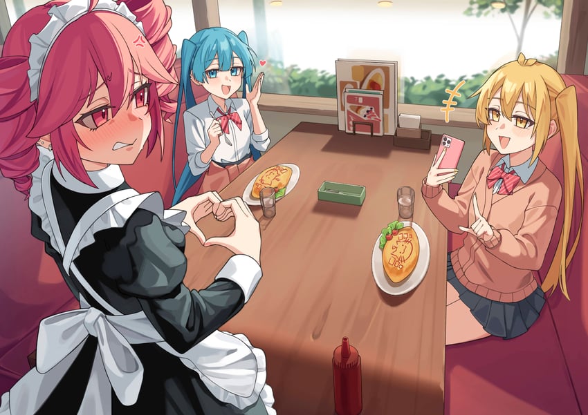 hatsune miku, kasane teto, and akita neru (vocaloid and 3 more) drawn by gukr4322