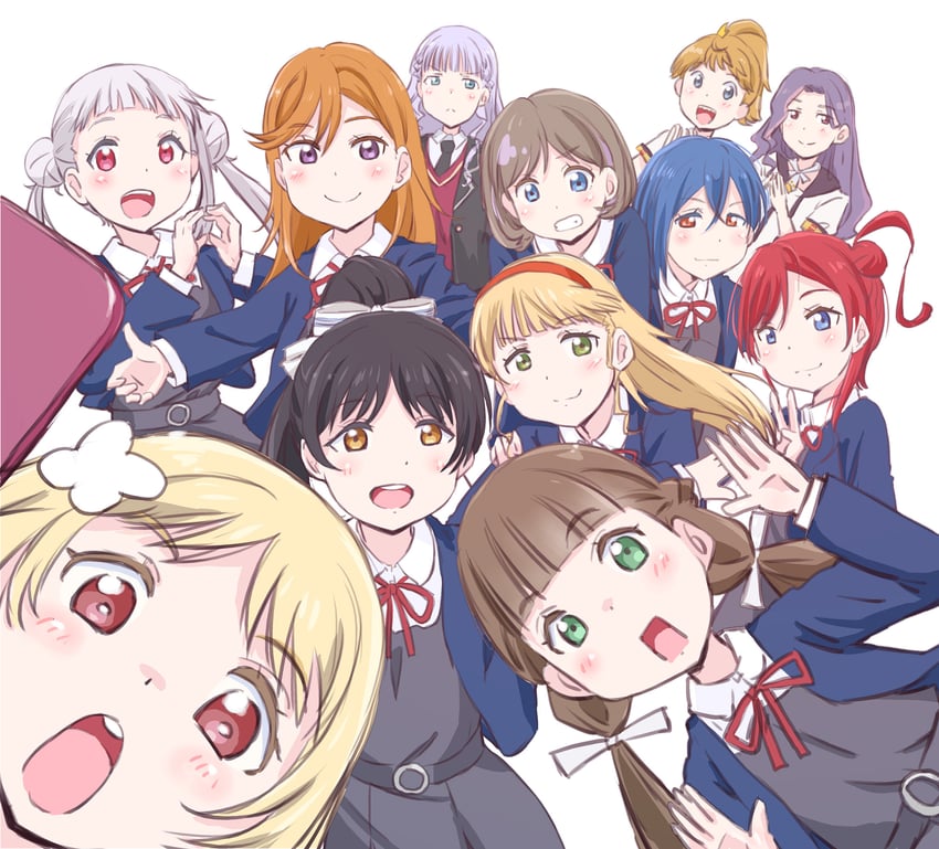 shibuya kanon, heanna sumire, tang keke, arashi chisato, hazuki ren, and 7 more (love live! and 1 more) drawn by maruyo