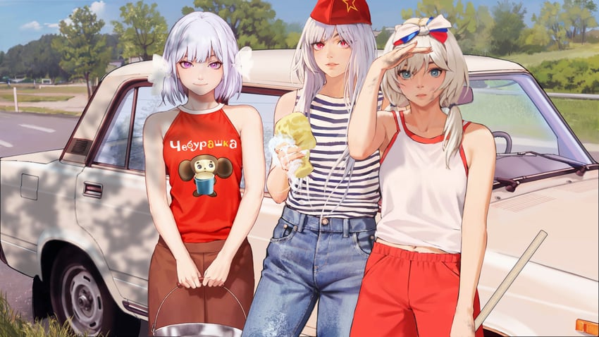 ak-12, an-94, rpk-16, and cheburashka (girls' frontline and 1 more) drawn by shuten_(project_sky)