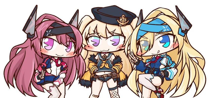 bache, smalley, and stanly (azur lane) drawn by aka_shiba