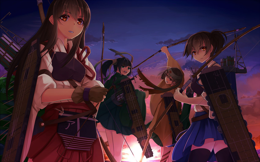 kaga, akagi, souryuu, and hiryuu (kantai collection) drawn by suohachi