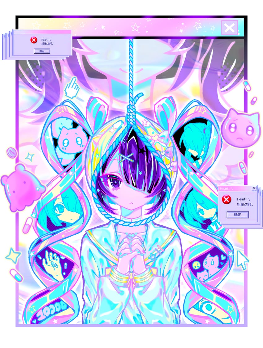 chouzetsusaikawa tenshi-chan, ame-chan, and pien cat (needy girl overdose and 2 more) drawn by akuma_no_guitar_zhongdu_yilai