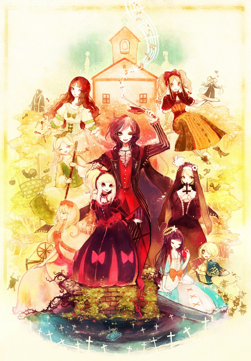 elyse, marchen von friedhof, schneewittchen, dornroeschen, marz von ludowing, and 5 more (sound horizon and 2 more) drawn by houmuari