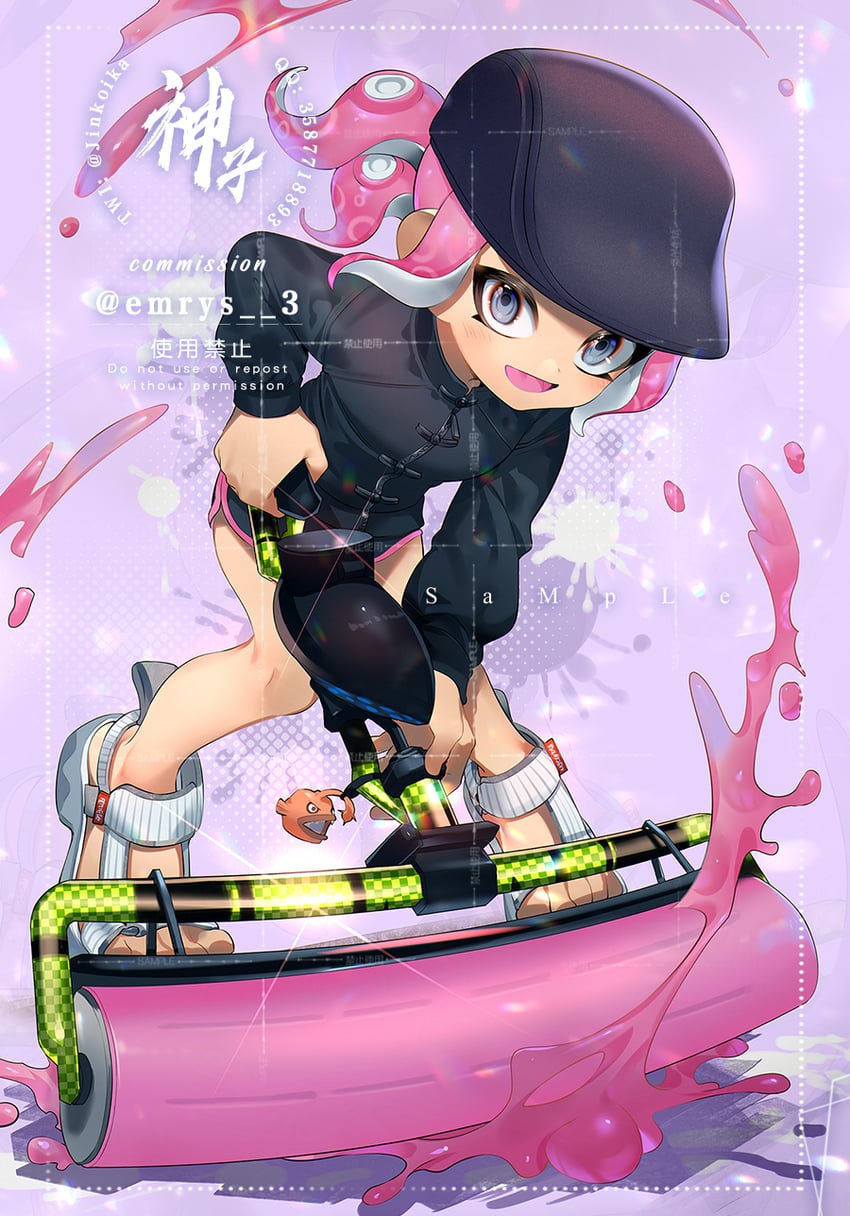 octoling player character and octoling girl (splatoon and 1 more) drawn by jinkoika