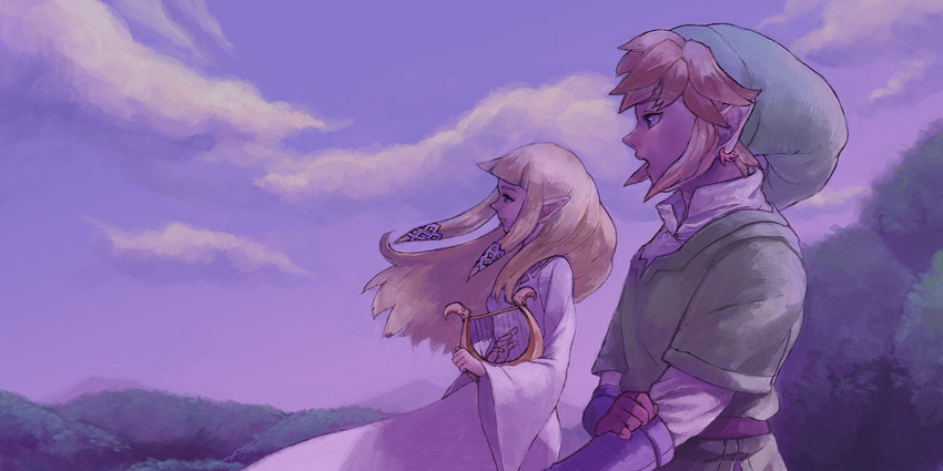 link and princess zelda (the legend of zelda and 1 more) drawn by yo_mo