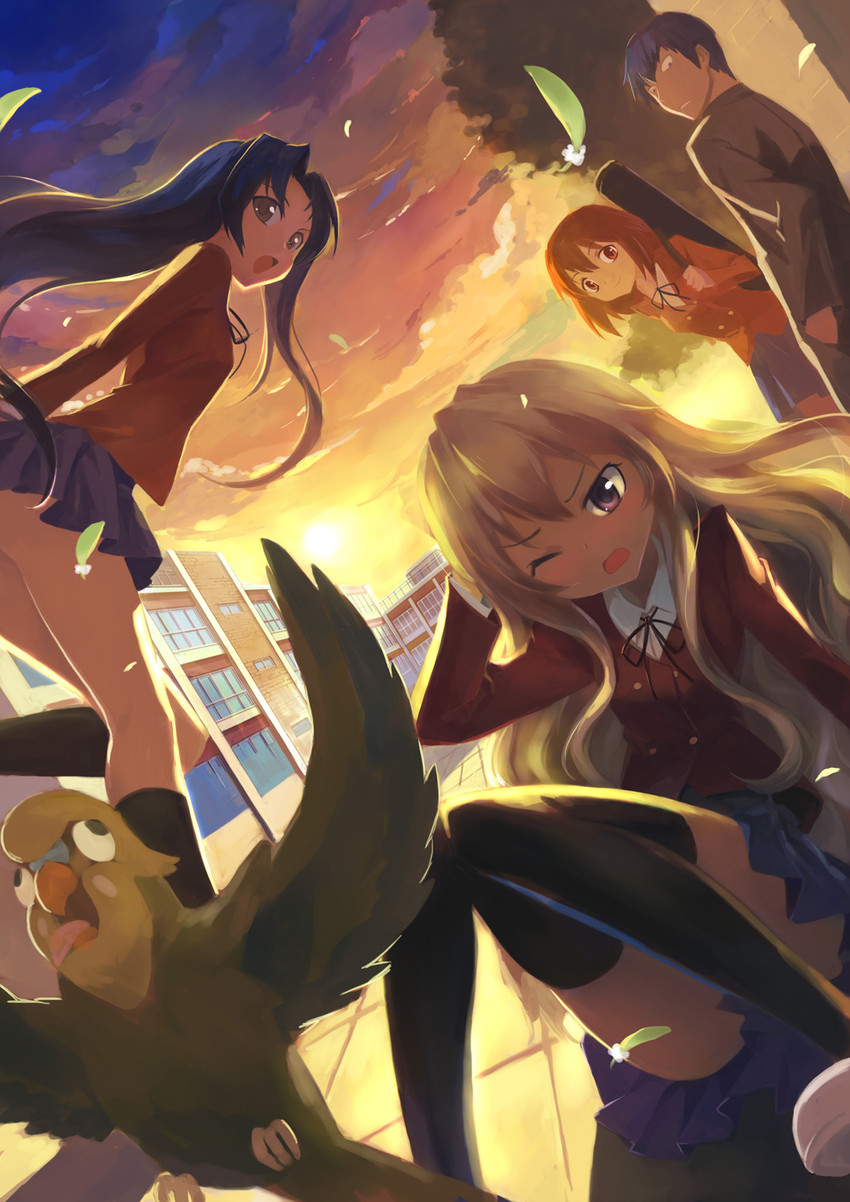 aisaka taiga, kawashima ami, takasu ryuuji, kushieda minori, and inko (toradora!) drawn by ldld2