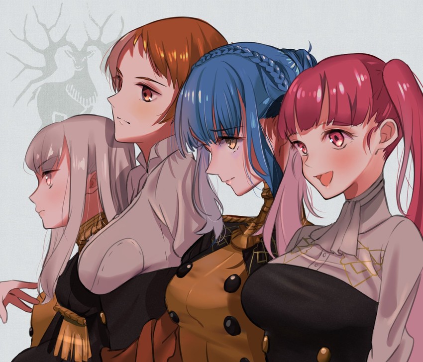 hilda valentine goneril, lysithea von ordelia, marianne von edmund, and leonie pinelli (fire emblem and 1 more) drawn by chil0107