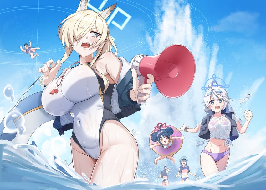kanna, fubuki, kirino, and valkyrie police academy student (blue archive) drawn by naka1379