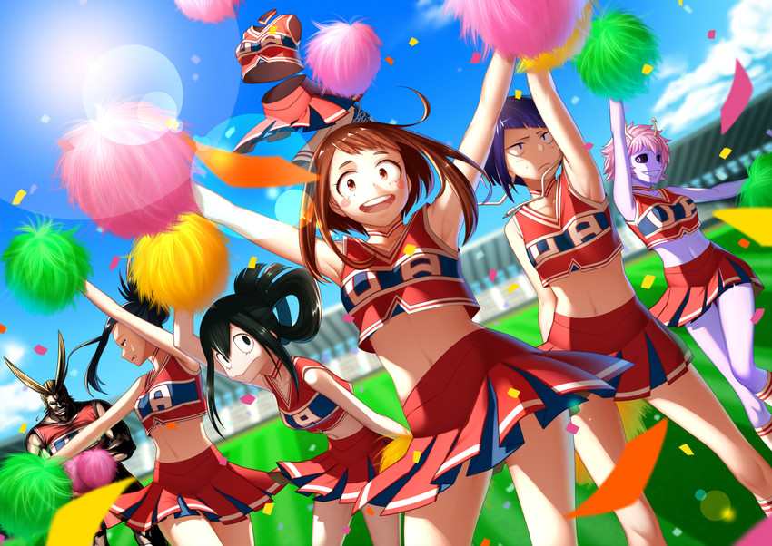 uraraka ochaco, asui tsuyu, yaoyorozu momo, ashido mina, jiro kyoka, and 2 more (boku no hero academia) drawn by arkray