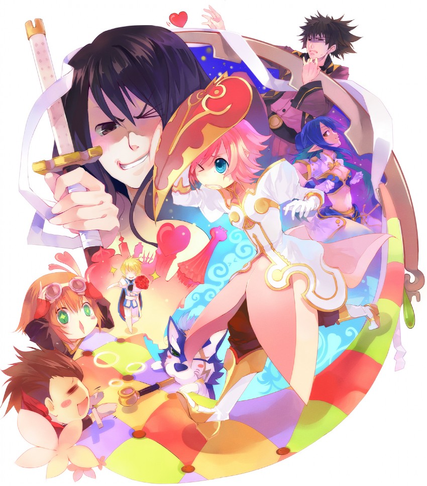yuri lowell, estellise sidos heurassein, rita mordio, judith, raven, and 3 more (tales of and 1 more) drawn by minatsume