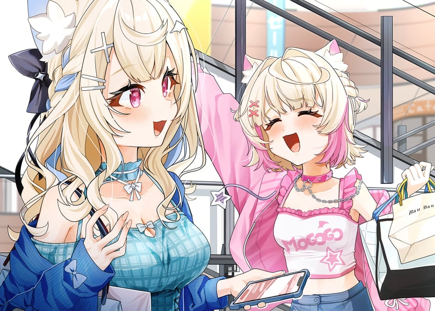 fuwawa abyssgard and mococo abyssgard (hololive and 1 more) drawn by hosupi