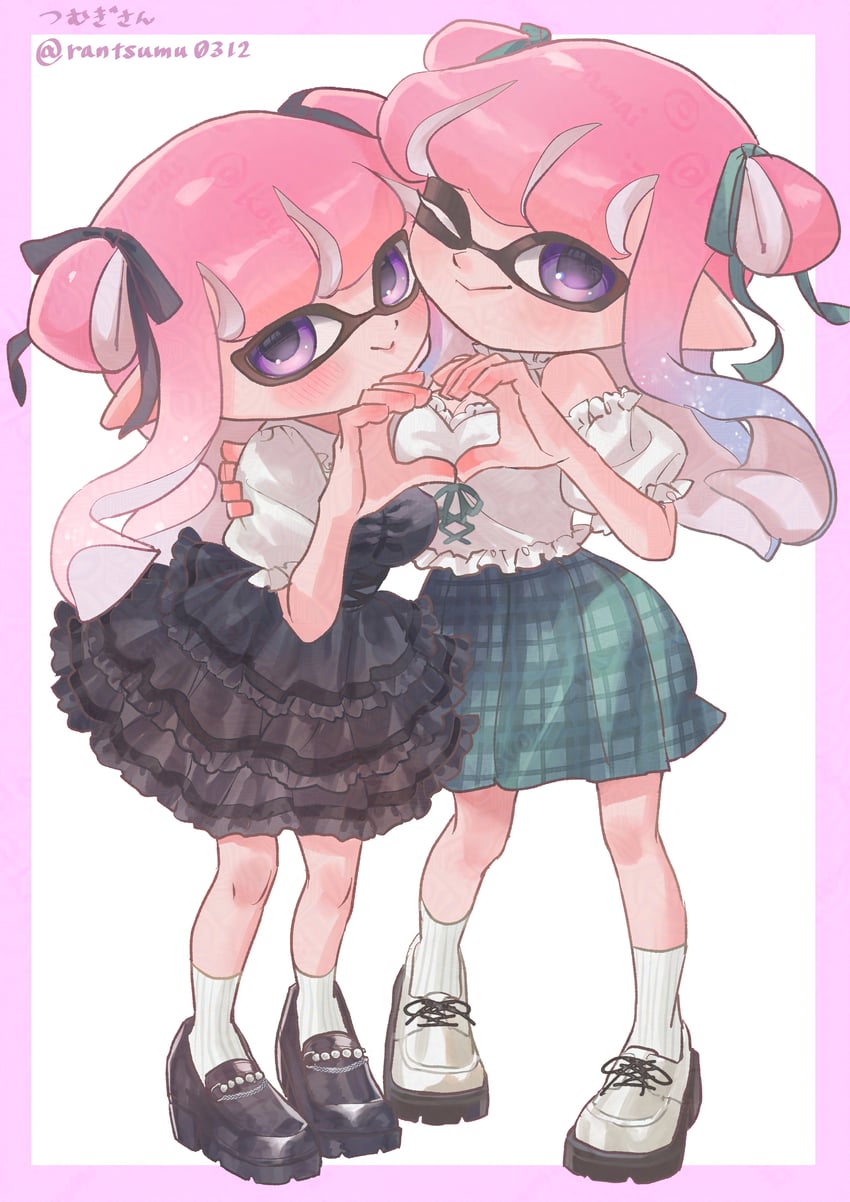 inkling player character and inkling girl (splatoon and 1 more) drawn by koyomi_yamai