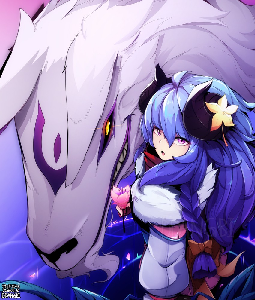 kindred, lamb, wolf, and spirit blossom kindred (league of legends) drawn by ddangbi