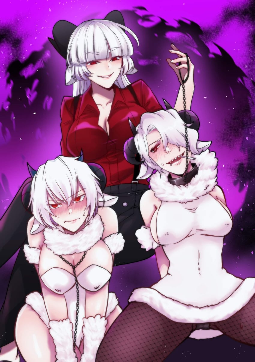 malina, zdrada, and baphomet (helltaker) drawn by demongem