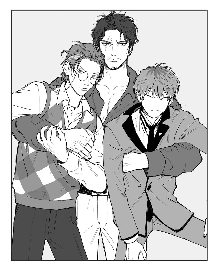 nurude sasara, amayado rei, and tsutsujimori rosho (hypnosis mic) drawn by x09cc