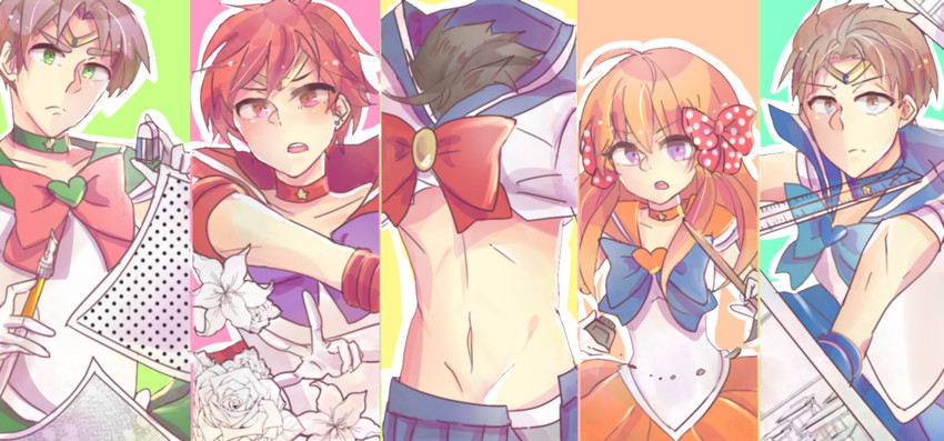 sailor moon, sailor mercury, sailor venus, sailor mars, sailor jupiter, and 9 more (bishoujo senshi sailor moon and 1 more) drawn by arai_pekedai