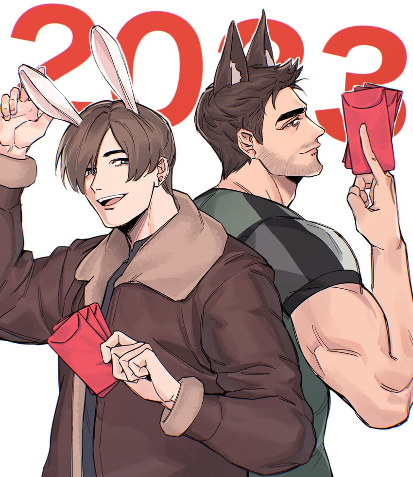 leon s. kennedy and chris redfield (resident evil and 2 more) drawn by hirusuhi