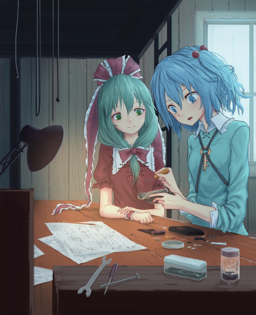 kawashiro nitori and kagiyama hina (touhou) drawn by roke_(taikodon)