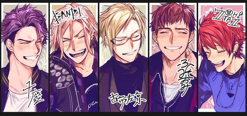 settsu banri, furuichi sakyou, hyodou juuza, nanao taichi, and fushimi omi (a3!) drawn by 5_(femfamme)