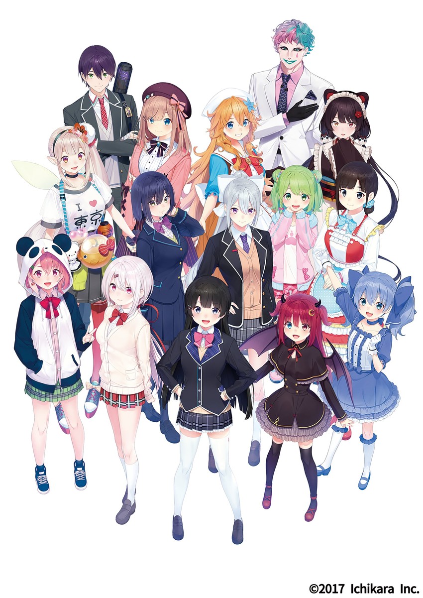tsukino mito, higuchi kaede, inui toko, shiina yuika, sasaki saku, and 10 more (nijisanji) drawn by nezumidoshi