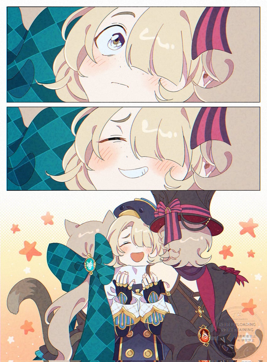 lynette, lyney, and freminet (genshin impact) drawn by hashibi_(noyasakihashibi)
