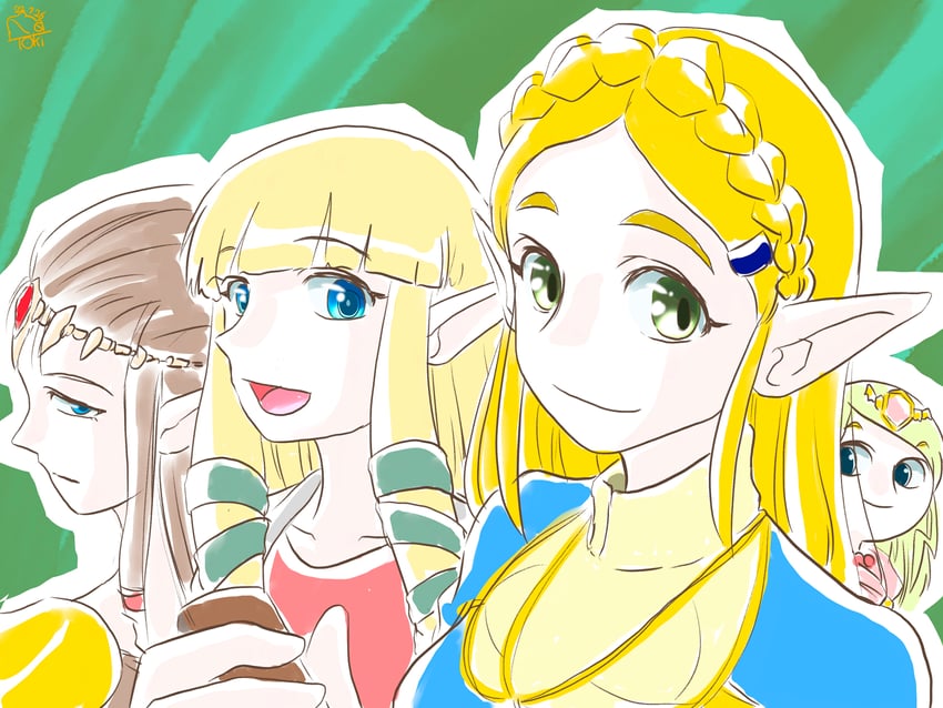 princess zelda and toon zelda (the legend of zelda and 4 more) drawn by toki_tencho
