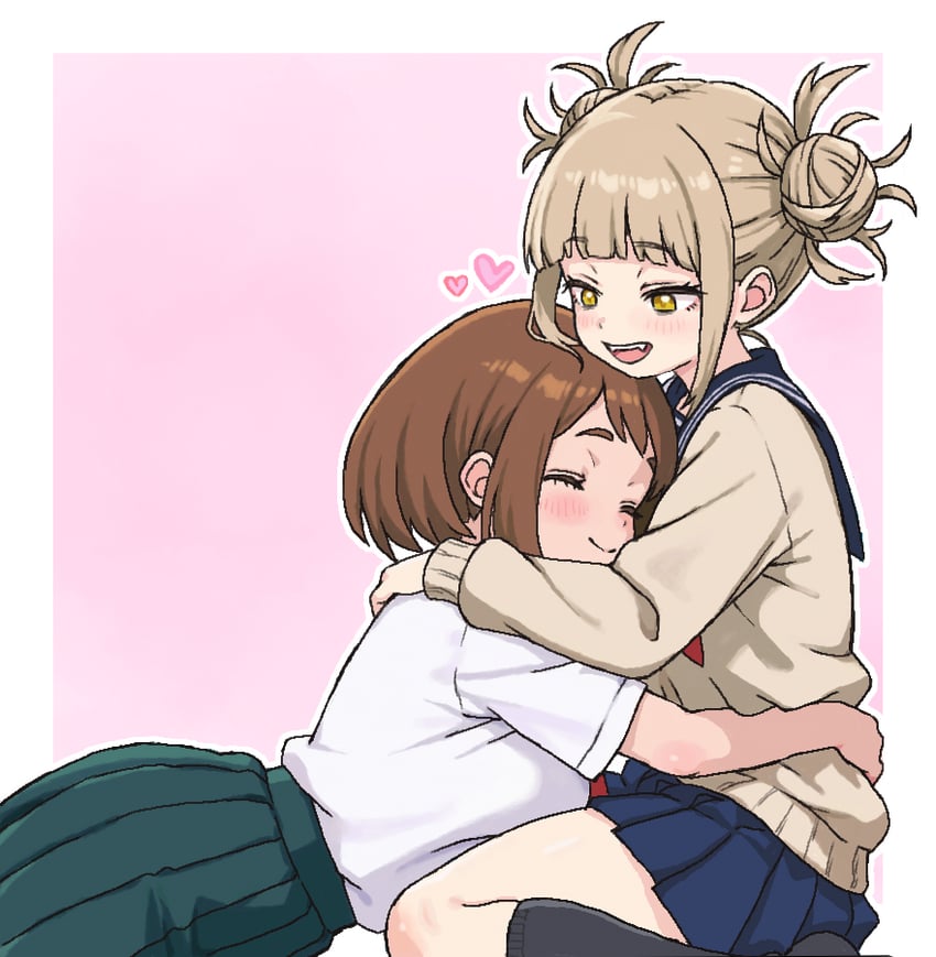 uraraka ochaco and toga himiko (boku no hero academia) drawn by nattocurryumeee