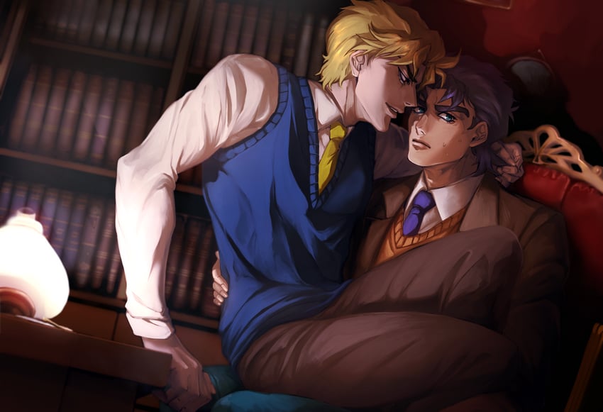 dio brando and jonathan joestar (jojo no kimyou na bouken and 1 more) drawn by sano_(hospital_0434)