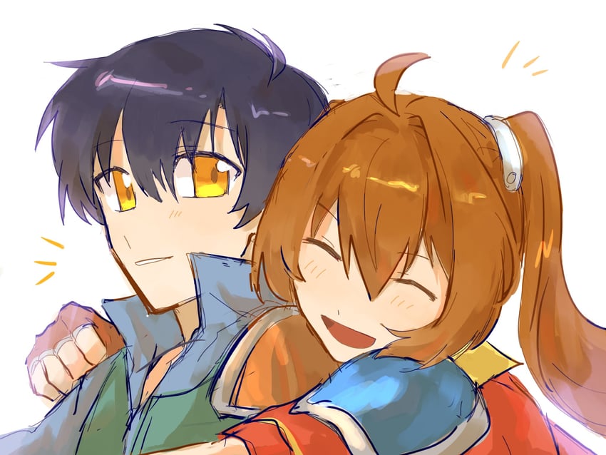 estelle bright and joshua bright (eiyuu densetsu and 1 more) drawn by rai_5555_ruuri