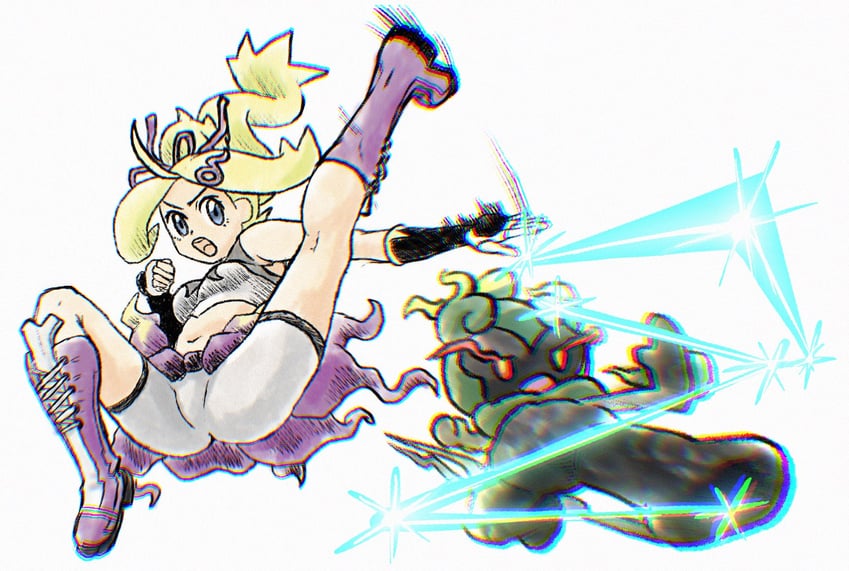 korrina and marshadow (pokemon and 1 more) drawn by kaeru_boiler