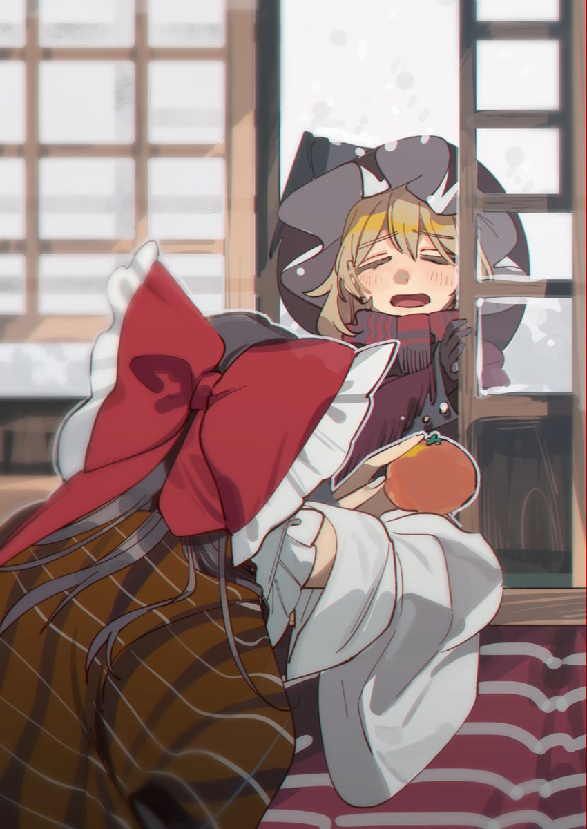 hakurei reimu and kirisame marisa (touhou) drawn by shi_chimi