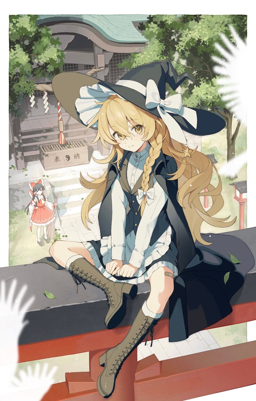 hakurei reimu and kirisame marisa (touhou) drawn by rcs_4
