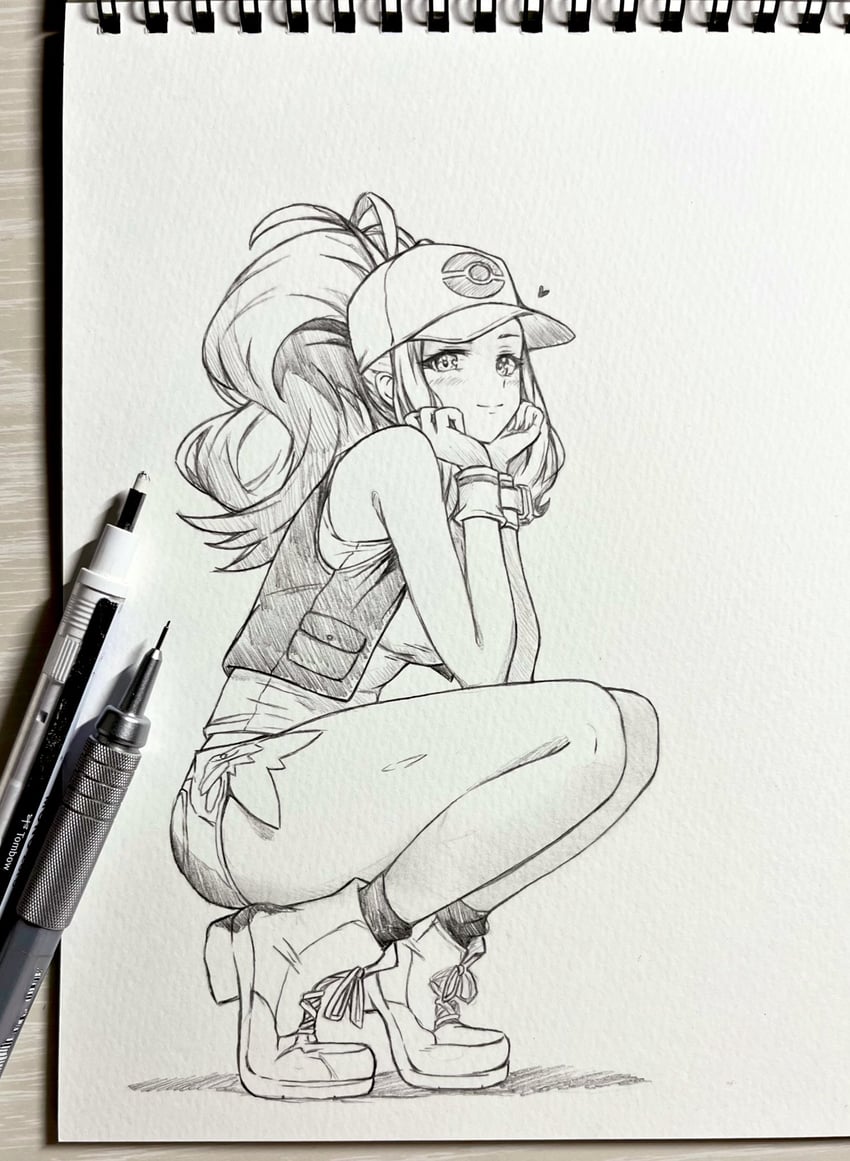 hilda (pokemon and 1 more) drawn by seishun_dendeke