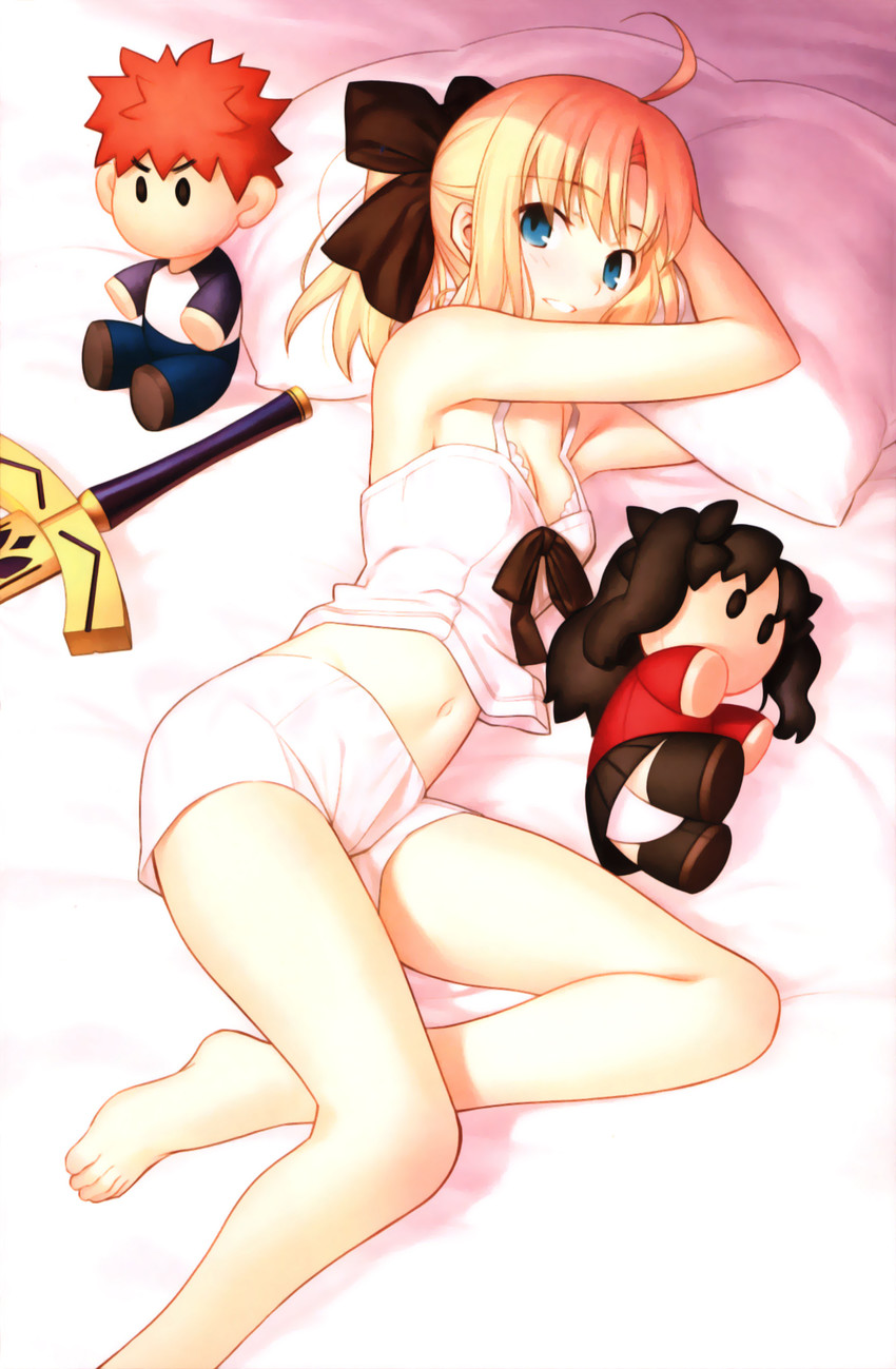 artoria pendragon, tohsaka rin, emiya shirou, and saber lily (fate and 2 more) drawn by takeuchi_takashi