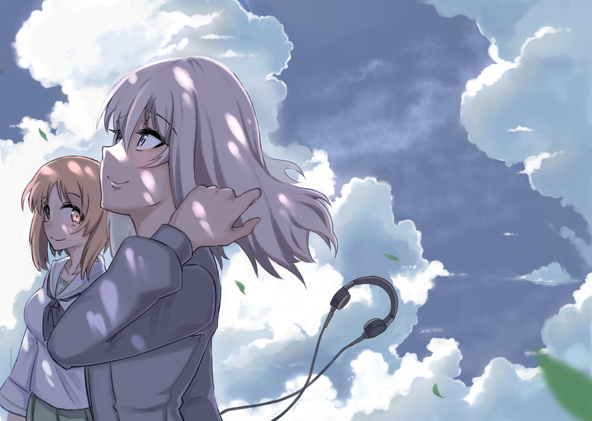 nishizumi miho and itsumi erika (girls und panzer) drawn by saku_(saku1151)