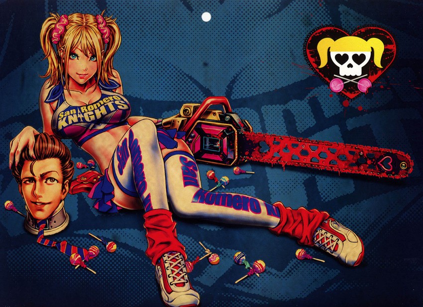 juliet starling and nick carlyle (lollipop chainsaw) drawn by yamashita_shun'ya