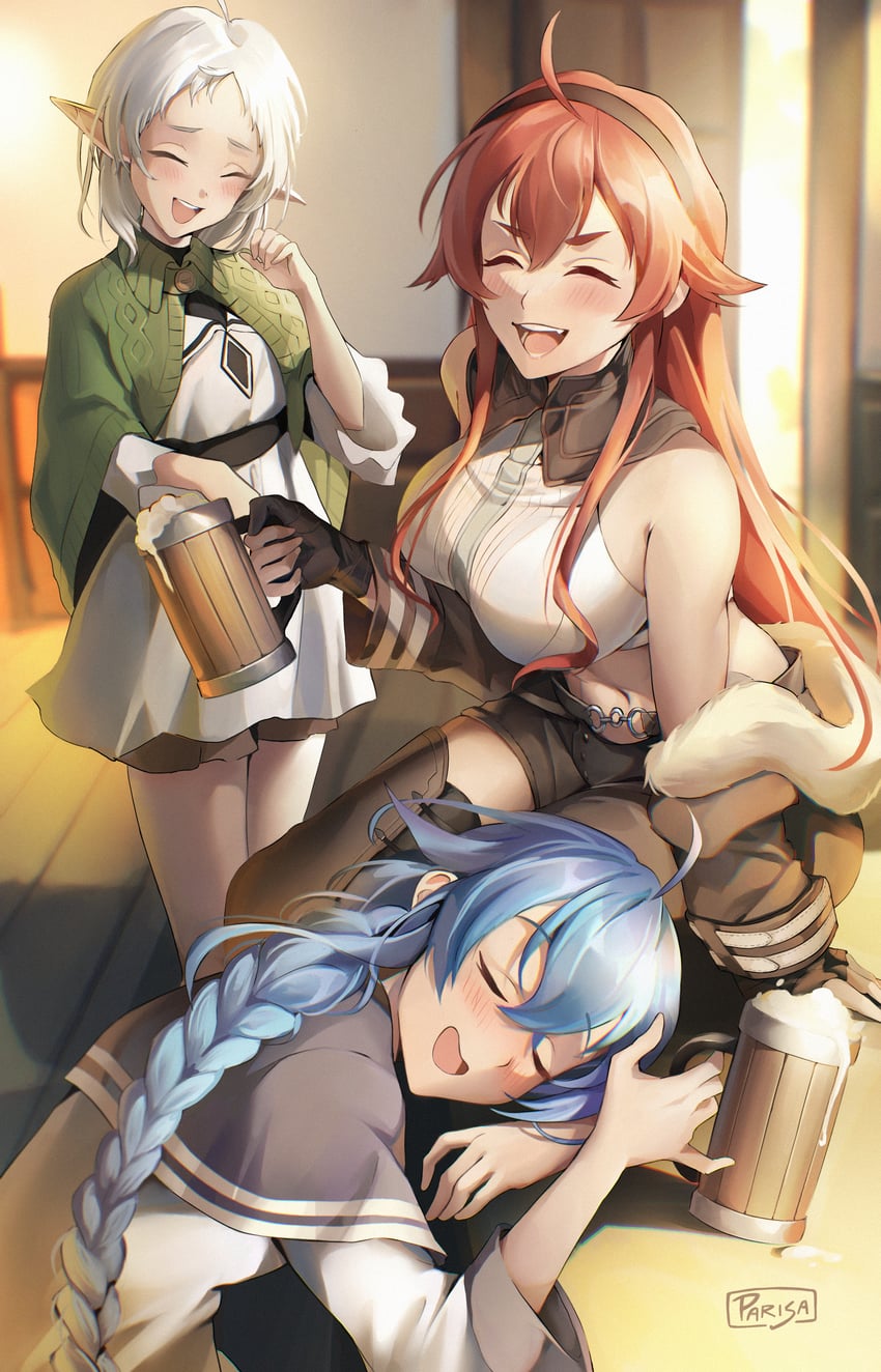 roxy migurdia, eris greyrat, and sylphiette (mushoku tensei) drawn by parisa_reaz